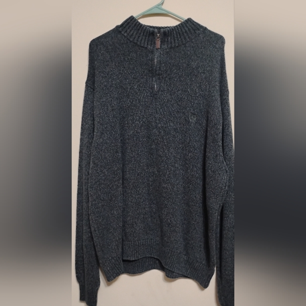Chaps  Sweater Black Twist Men's XXL  1/4 Zip Cotton Blend EUC!